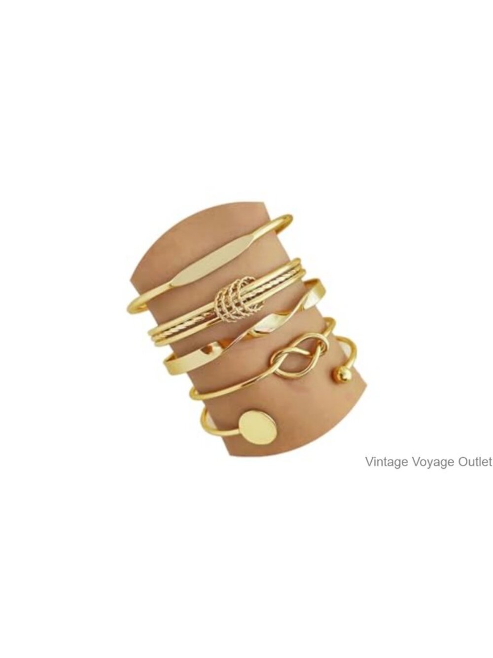 Gold Plated Stackable Bangle Bracelet Set Adjustable Cuff Jewelry Gift for Her